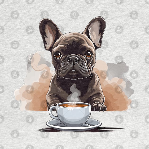 French Bulldog Drinking Coffee by Graceful Designs